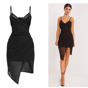 PLT Mesh Wrap Midi Dress